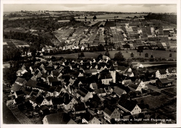 Postcard Siglingen Neudenau an der Jagst, aerial photograph