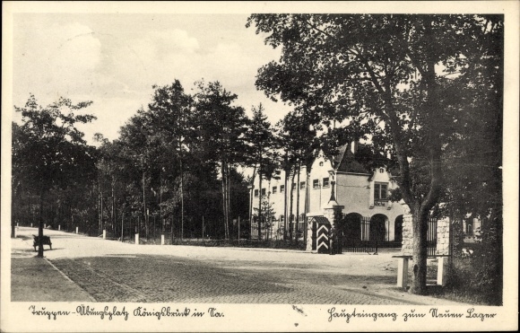 Postcard Königsbrück in Upper Lusatia, military training area, main entrance to the new camp