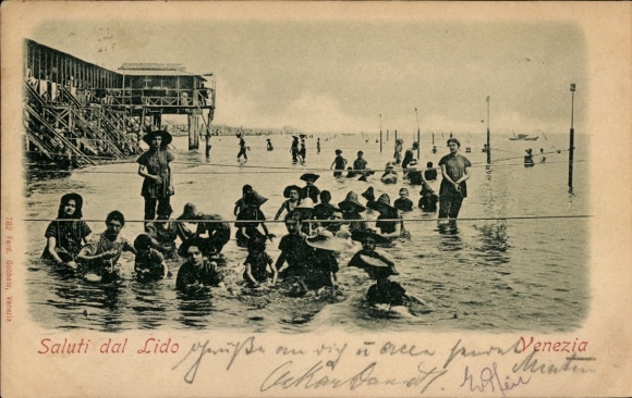Postcard Lido di Venezia Veneto, Stabilimento Bagni visto dal Mare