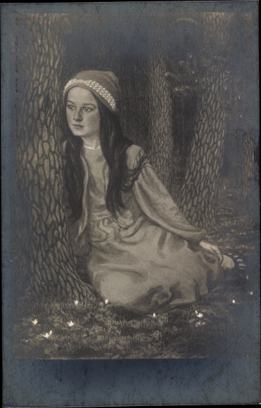 Art Nouveau ansichtkaart Fidus, de dochter van de kunstenaar, carbonprint, nr. 33
