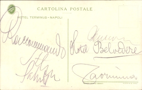 Artist Postcard Napoli Naples Campania, Hotel Terminus, Train Station, Vesuvius