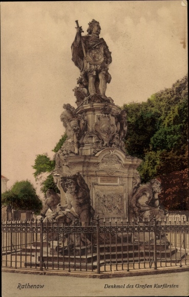 Ak Rathenow im Havelland, monument voor de Grote Keurvorst