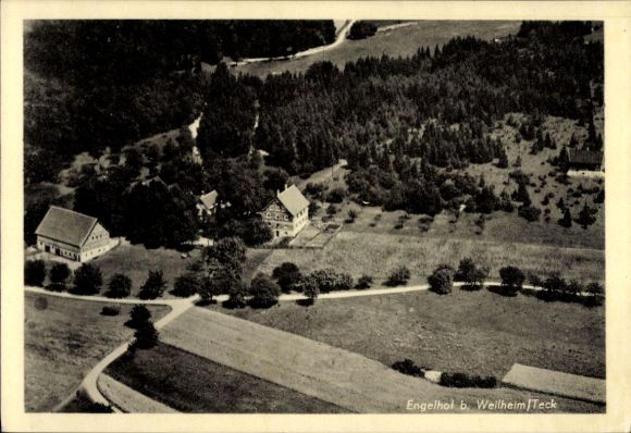 Postcard Weilheim an der Teck Swabian Alb, Engelhof, aerial photograph
