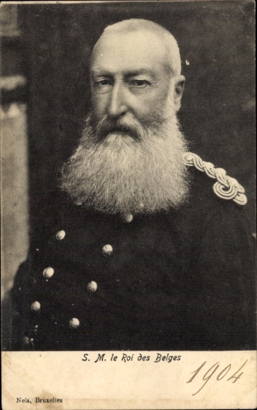 Postcard King Leopold II of Belgium, portrait, uniform, beard