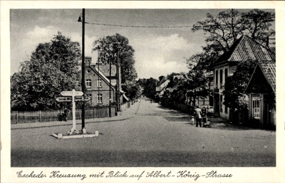 Ak Eschede op de Lüneburger Heide, kruispunt, Albert koning Straße
