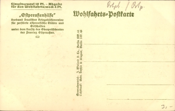 Ansichtkaart Oost-Pruisen, Oost-Pruisische vluchtelingen, paardenkarren, WO I, Oost-Pruisische hulp