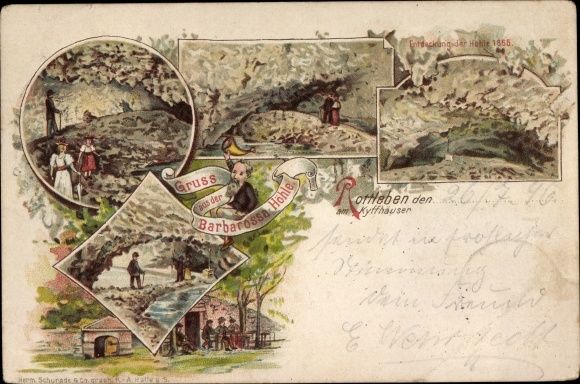 Chromo-Litho Rottleben Kyffhäuserland in Thuringia, Barbarossa cave, interior view