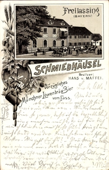 Chromo-Litho Freilassing in Upper Bavaria, Gasthaus Schmiedhäusel