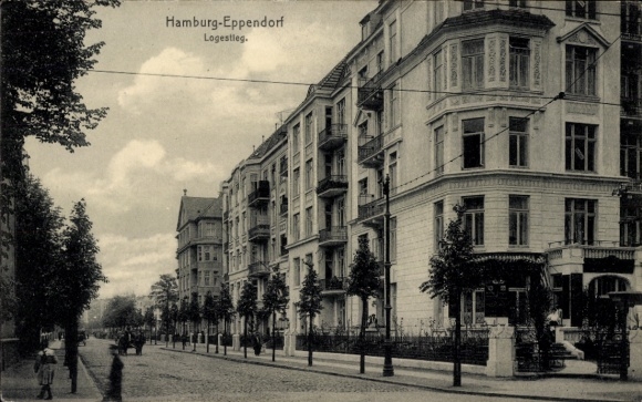 Postcard Hamburg Nord Eppendorf, Logestieg, street section