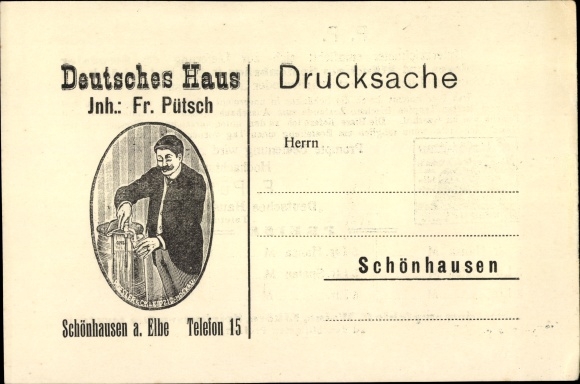 Postcard Schönhausen Elbe, Gasthof Deutsches Haus, Fr. Pütsch, advertisement