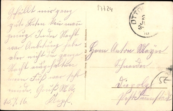 Postcard Ottobeuren in Oberschwaben Allgäu, market place with church