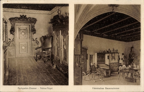 Ak Lauenstein Ludwigsstadt in Opper-Franken, kasteel Lauenstein, markgraafkamer, Thüna-vleugel