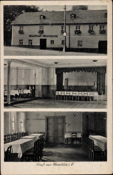Postcard Weischlitz im Vogtland, inn, interior view
