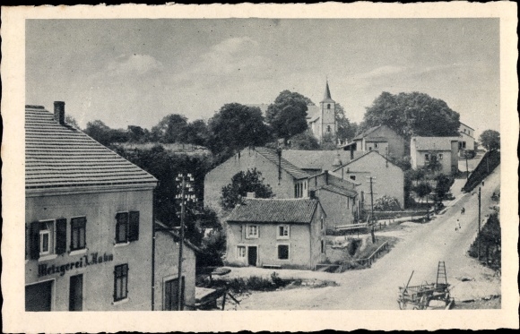 PC Ittersdorf Wallerfang in Saarland, local section, butcher shop, church