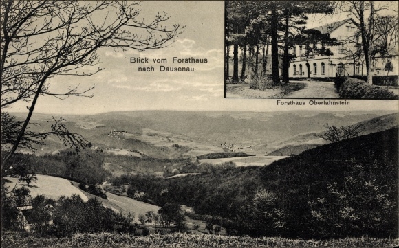 dzielnica Ak Dausenau Rhein Lahn, widok z Forsthaus Oberlahnstein, krajobraz, góry, las