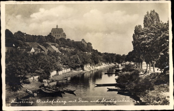 Postcard Havelberg in Saxony Anhalt, Bischofsberg, cathedral, moat