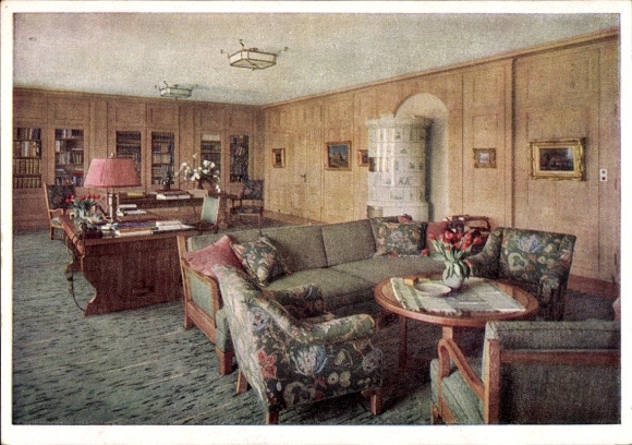 Ak Obersalzberg Berchtesgaden in Oberbayern, Berghof Wachenfeld, Hitlers Arbeitszimmer