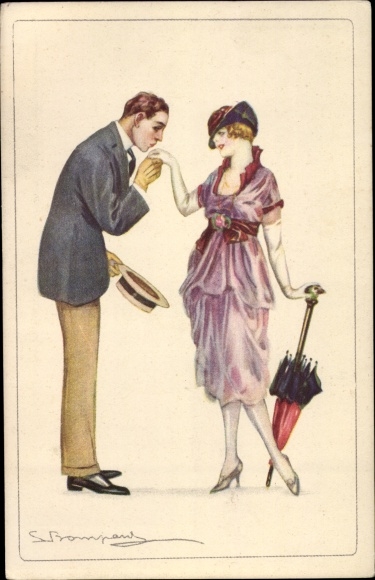 Artist PC Bompard, Sergio, lovers, kiss on the hand