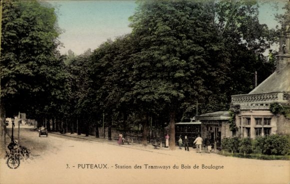 Postcard Puteaux Hauts de Seine, tram stop Bois de Boulogne