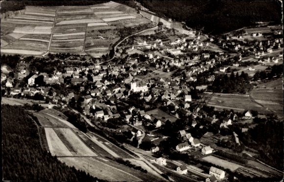 Postcard Daaden in the Westerwald, aerial photograph of the town