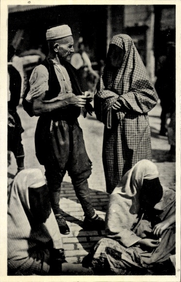 Postcard Sarajevo Bosnia Herzegovina, Muslim folk costume