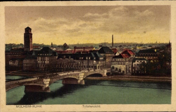 Postcard Mülheim an der Ruhr, bridge, historical architecture, river view, urban landscape