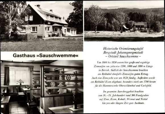 Postcard Sauschwemme Johanngeorgenstadt in the Ore Mountains, Inn Sauschwemme, guest room, exterior views