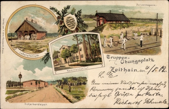 Chromo-Litho Zeithain in Saxony, military training area, laboratory, powder magazine, headquarters