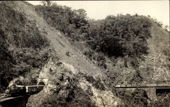 Photo Postcard Curitiba Brazil, Paranagua, Railway, Tunnel, Freight Train
