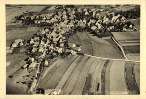 Ak Petersaurach in Midden-Franken, Beieren, luchtfoto