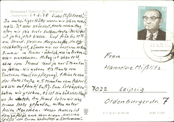 Postcard Ückeritz on Usedom, Inn Fischerhütte