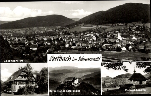 Ak Seelbach im Schwarzwald Baden, Fliegeraufnahme, Tretenhof, Ruine Hohengeroldseck, Konrad-Kapelle