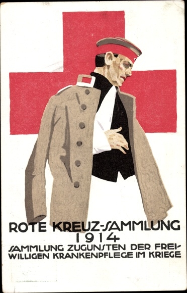 Postal stationery PC Red Cross Collection 1914, voluntary nursing in the war