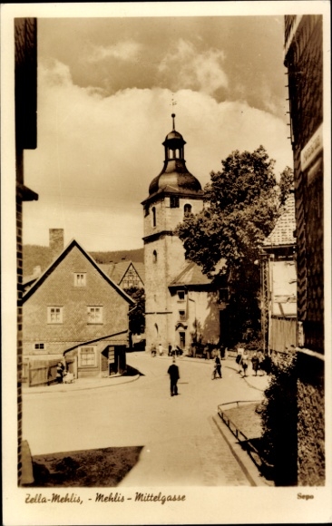 Postcard Zella Mehlis in the Thuringian Forest, Mittelgasse