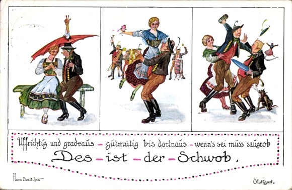 Artist Postcard Boettcher, Hans, This is the Swabian, Swabian folk costumes