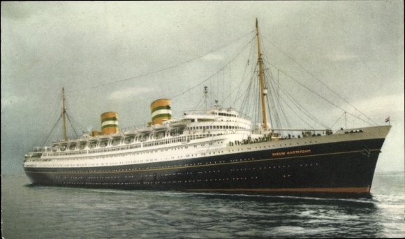 Postcard HAL Steam boat New Amsterdam, Holland-America Line