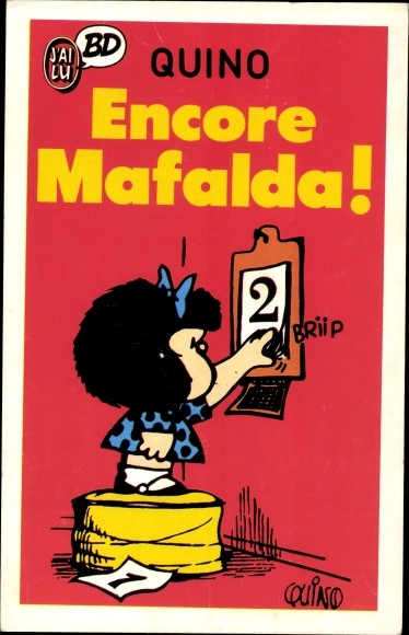 Artist Postcard Quino, comic character Mafalda, calendar, comic strip