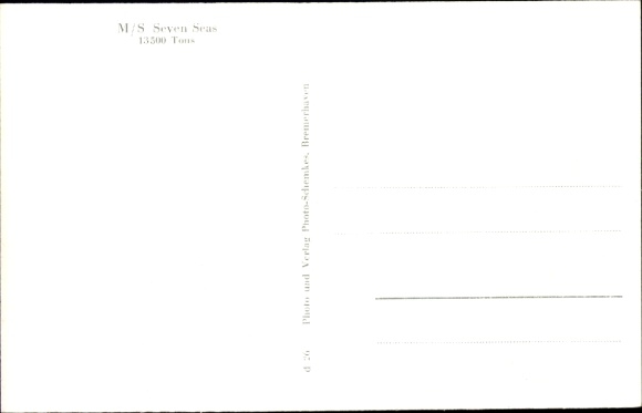Postcard steamship MS Seven Seas, Europa Canada Line
