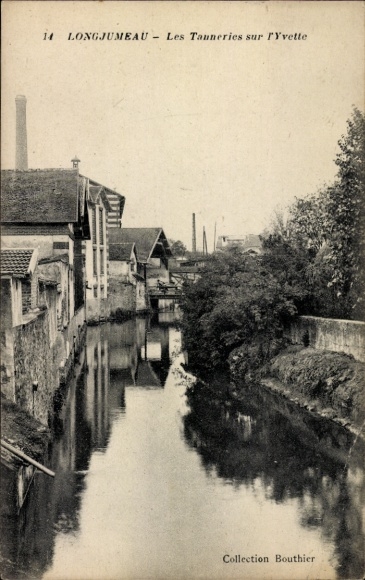 Postcard Longjumeau Essonne, river with houses, architecture, industrial area