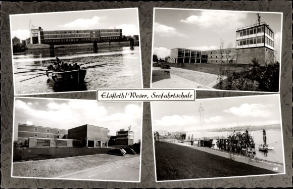 Postcard Elsfleth on the Weser, seafaring school, boat
