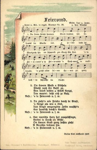 30 song cards, Anton Günther