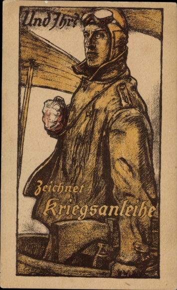 Artist Postcard Erler, And you?, Subscribes to war bonds, Fighter pilot