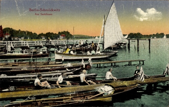 Ak Berlin Köpenick Schmöckwitz, Am Seddinsee, aanlegsteigers