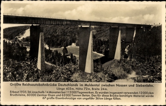 Postcard Siebenlehn Großschirma in Saxony, Reichsautobahn Bridge Muldental
