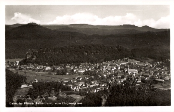 Postcard Dahn in the Palatinate, aerial photograph
