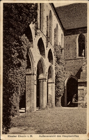 Postcard Chorin in der Mark, Chorin Monastery, exterior view of the main nave