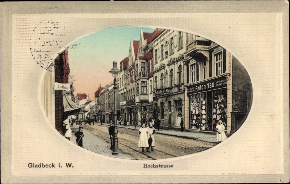 Embossed passepartout PC Gladbeck im Ruhrgebiet, Hochstrasse, business