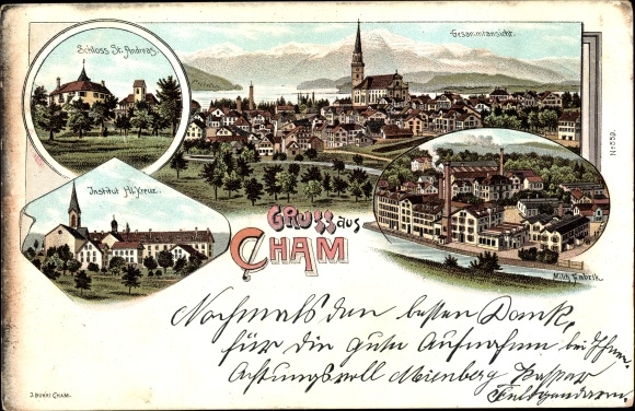 lito Cham Kanton Zug, Zamek św. Andrzeja, Instytut Świętego Krzyża, fabryka mleka, widok ogólny