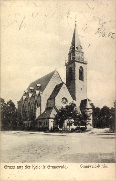 Postcard Berlin Grunewald, view of the church in the Grunewald Colony