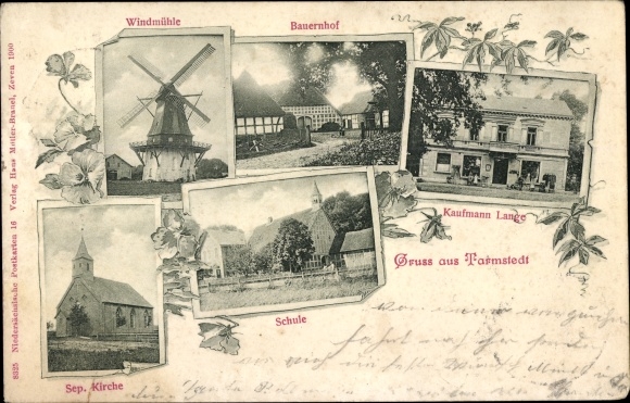 KP Tarmstedt w Dolnej Saksonii, wiatrak, farma, kupiec Lange, szkoła, wrzesień. Kościół